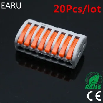 

20Pcs PCT-218 PCT218 222-418 Universal Compact Wire Wiring Connector Connectors 8 pin Conductor Terminal Block With Lever