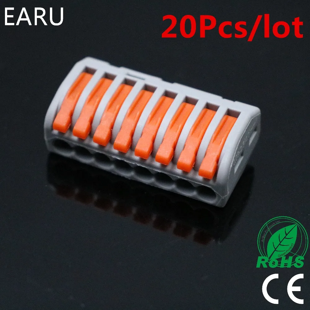 20Pcs PCT-218 PCT218 WAGO 222-418 Universal Compact Wire Wiring Connector Connectors 8 pin Conductor Terminal Block With Lever wago connector 50pcs pct 212 213 215 20pcs 2p 20pcs 3p 10pcs 5p universal compact wire connector conductor terminal block
