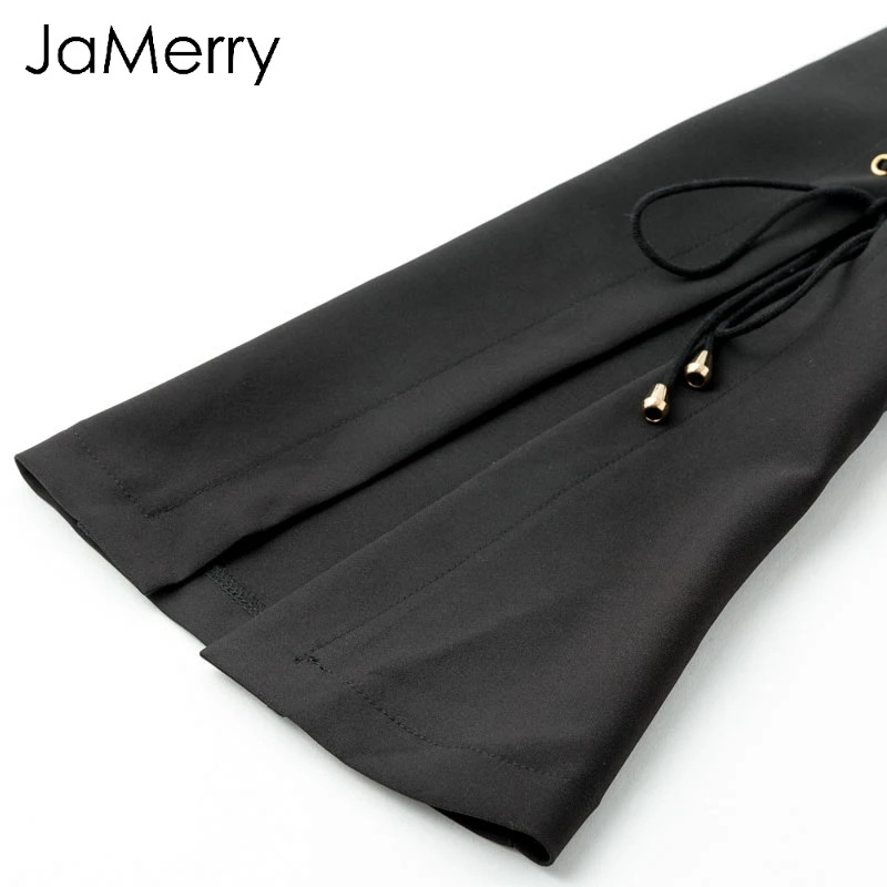 JaMerry OL сексуальное черное платье-блейзер на шнуровке с v-образным вырезом, женское элегантное короткое мини-платье с разрезом, платья-блейзеры для офисных леди, шикарные платья