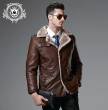 M-5XL Winter men’s Simulation leather clothing plus velvet thicken plus size fur one piece motorcycle leather jacket outerwear