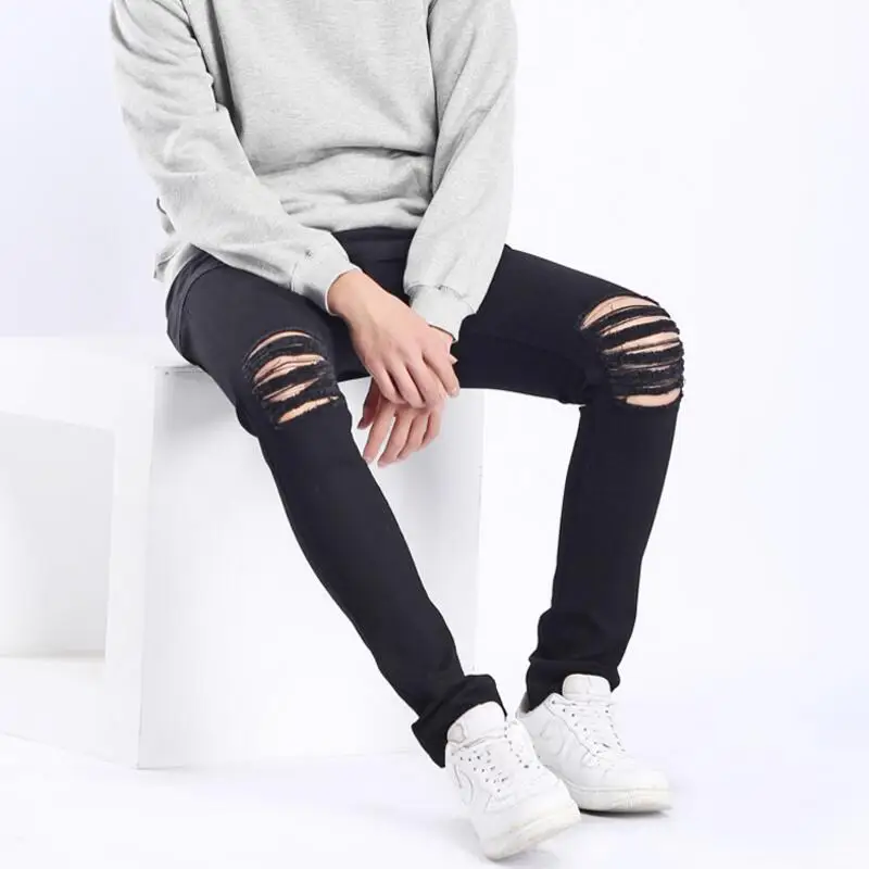 Tight stretch jeans man shredded jeans Tight stretch jeans man shredded jeans