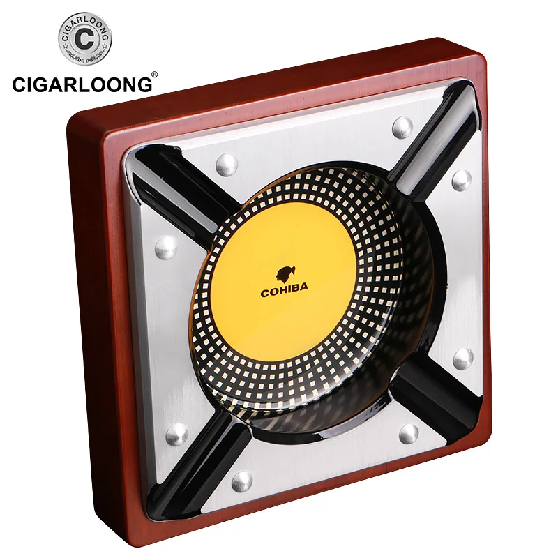 Бесплатная доставка пепельница для сигар COHIBA с корпусом из красного дерева