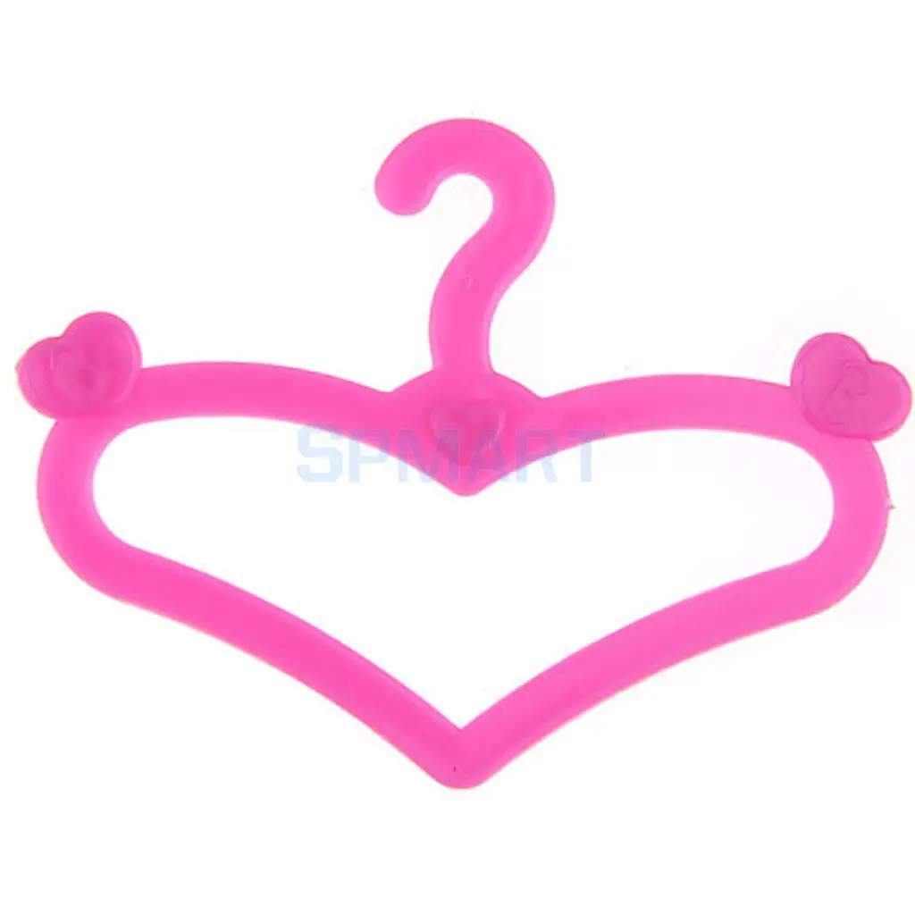 MagiDeal Plastic Heart Pattern Clothes Dress Hangers Coat Rack for Dolls Accs Dollhouse Furniture Decor Children Toys