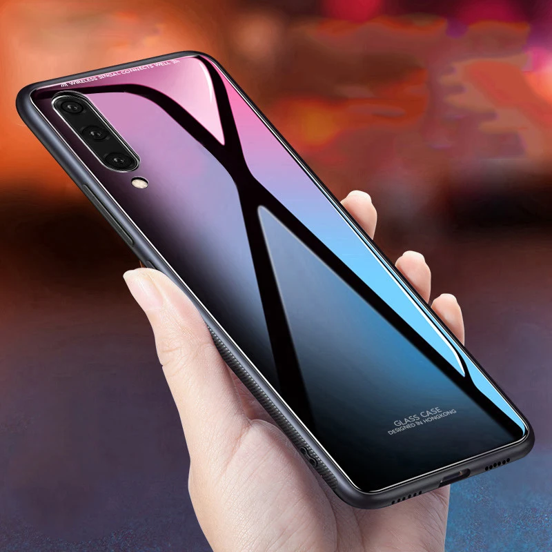

For Samsung S10 Plus S10E Case Glossy Tempered Glass Soft TPU Silicone Cover For Samsung Galaxy A50 A30 A10 A20 A70 A7 A9 2019