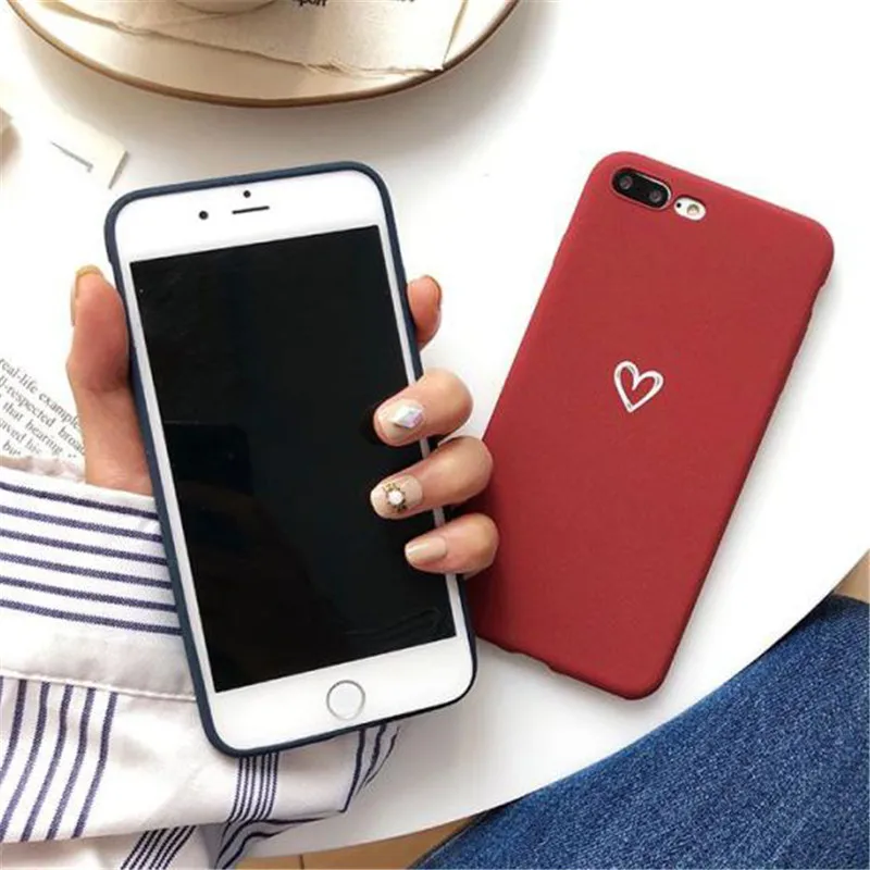 Матовый простой Модный Цветной чехол с рисунком сердца для Xiaomi Redmi 5X 6A 6X 8SE Lite A1 A2
