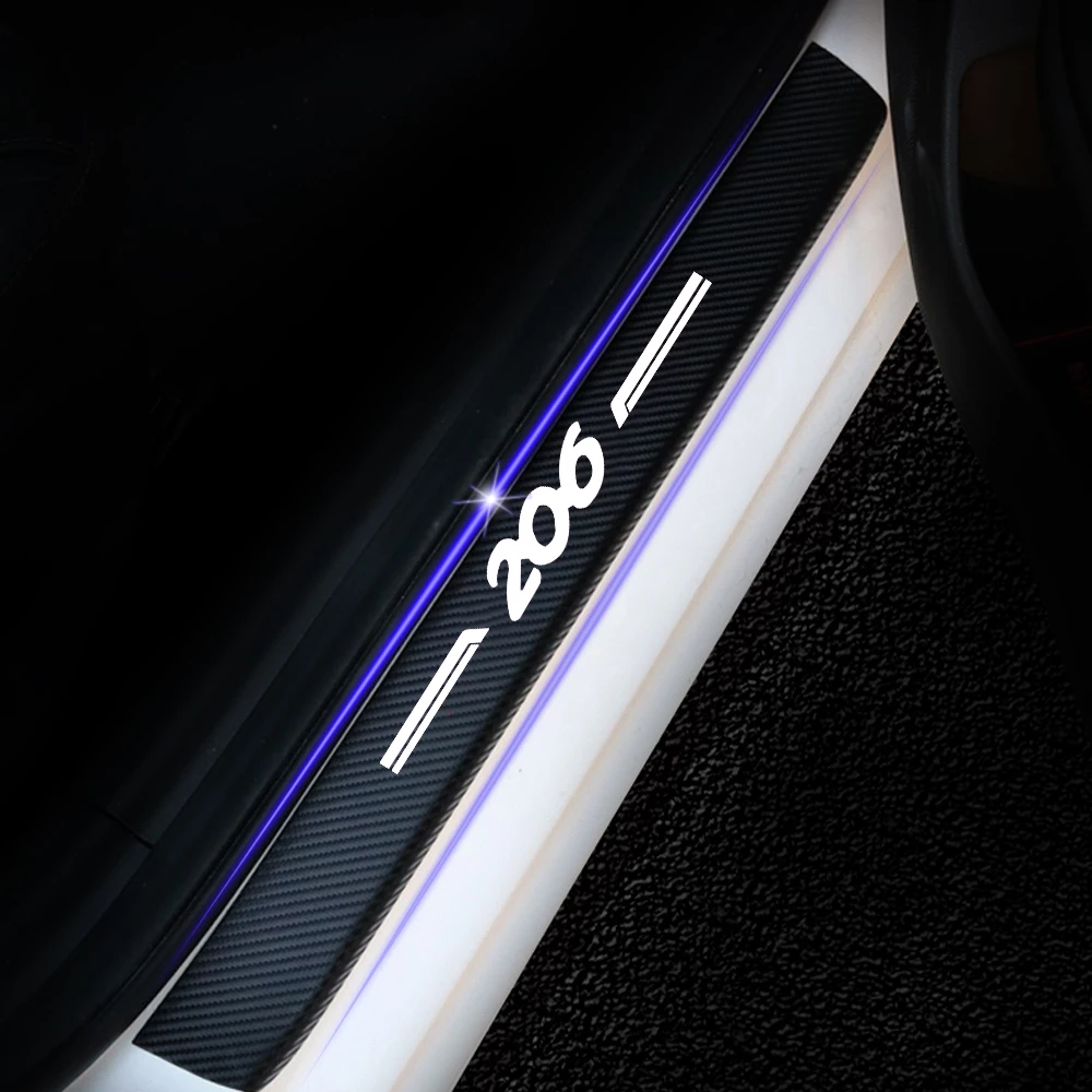 Для Peugeot 206 4D углеродное волокно виниловая наклейка Накладка на порог двери