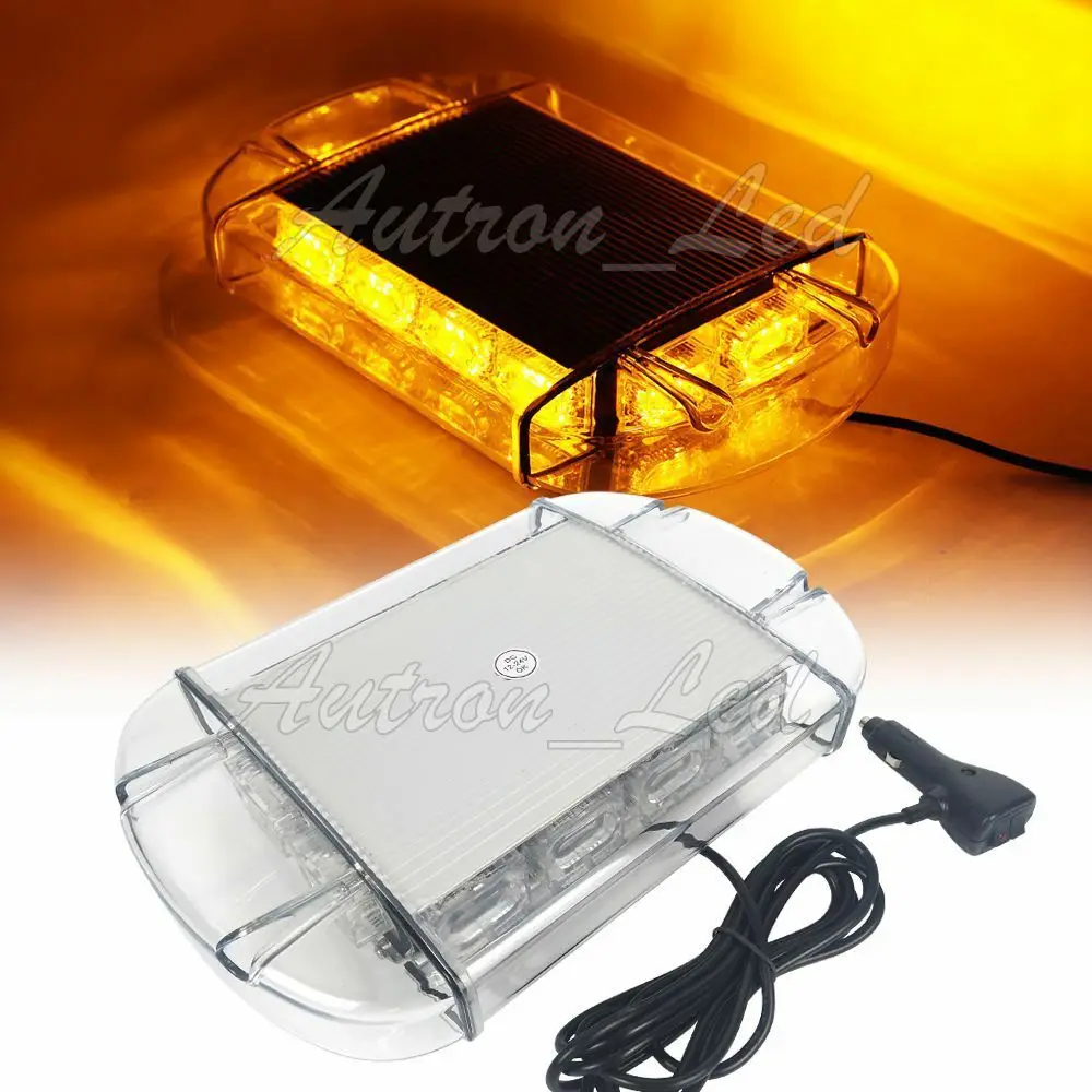 

13" 36W LED Emergency Beacon Warning Signal Roof Mini Hazard Strobe Lights Amber