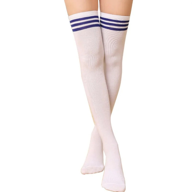 Autumn Women Thigh High Sexy Cotton Socks Striped Over Knee Girl Lady Sock 4 Colors