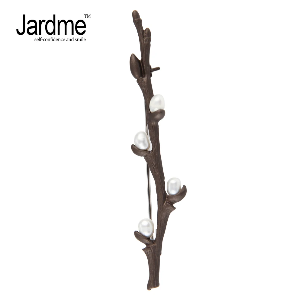 

Natural Pearl Plum Tree Brooches for women Lifelike Branches Corsage Brooches Hijab Pin Corsage Badges Scarf Pin Jardme Jewelry