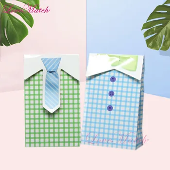 

50pcs Necktie Bow Tie Candy Box Baby Shower Gift Bags Birthday Boy Paper Box Baby Shower Favor Birthday Party Decoration Kids