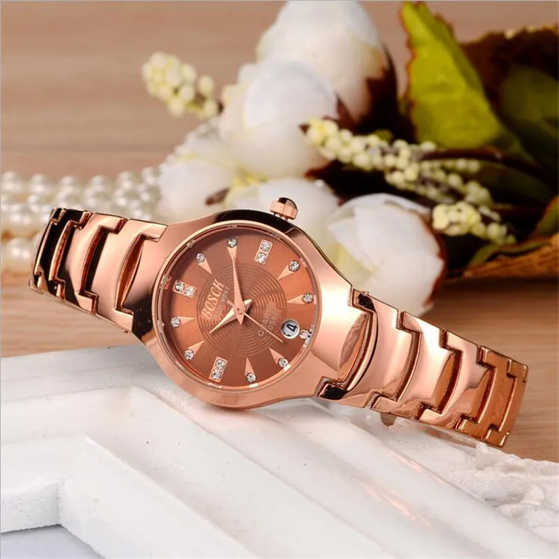 

Steel shell steel with multi-function steel table round genuine quartz watch