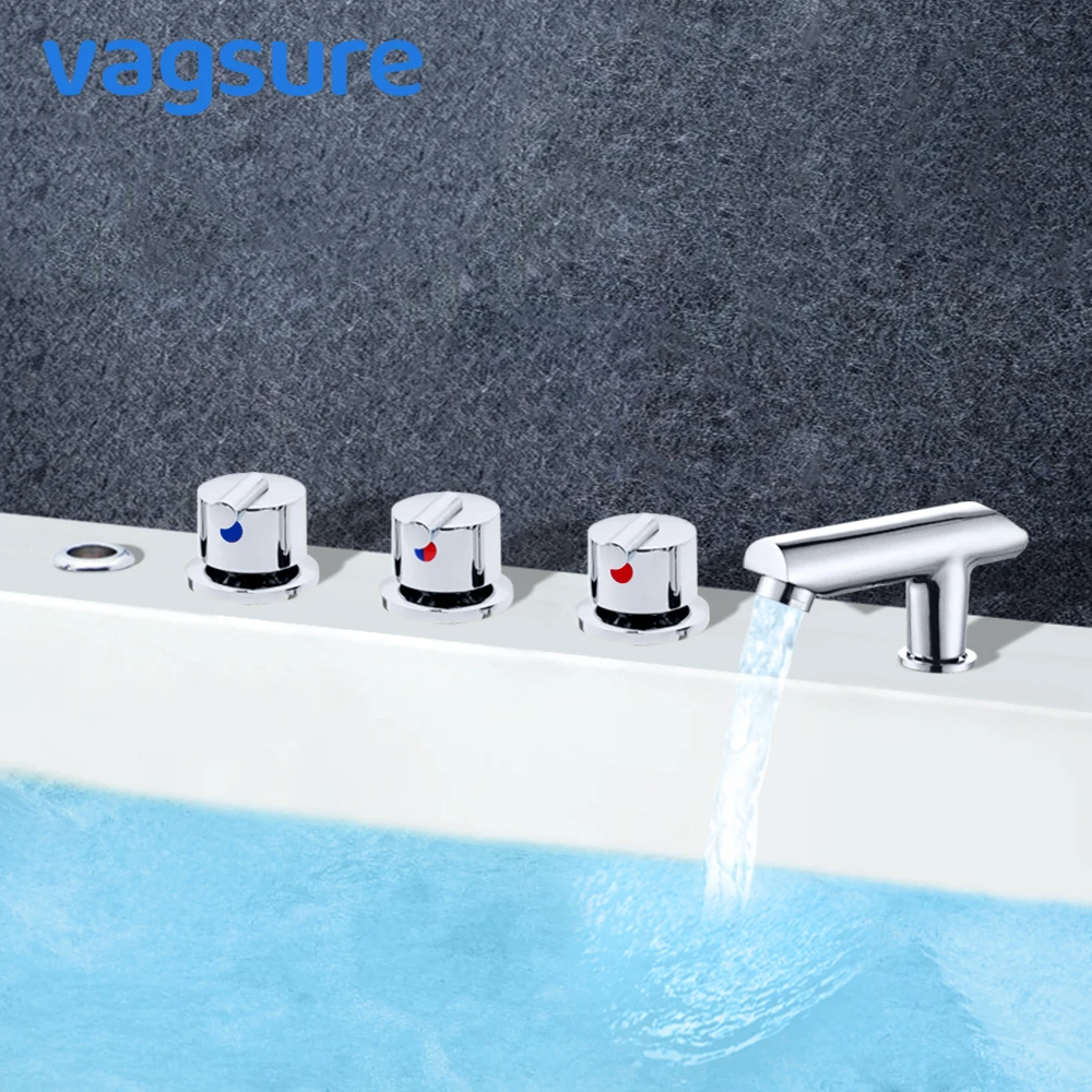 Vagsure 1Set Hot and Cold Water Copper Massage Bathtub Faucet Bathroom