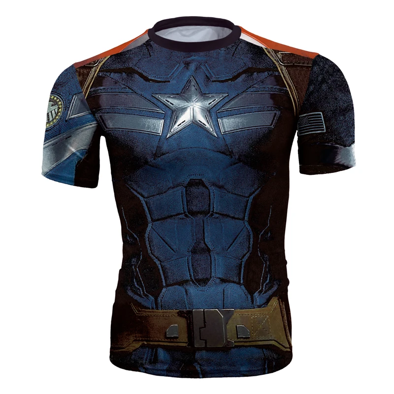 

Captain America Compression Shirt Short Sleeve 3D Printed T-Shirts Men Cosplay Costume Crossfit Fitness Tops For Male
