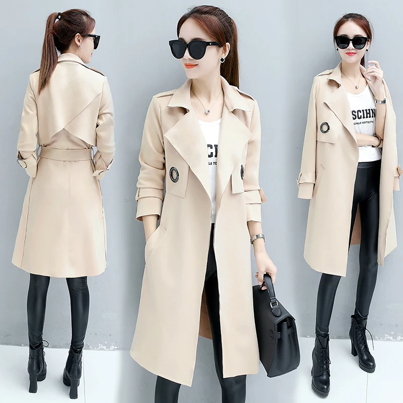 

Women's coat long section of the Spring and Autumn new wild long-sleeved suede jacket fashion coat was thin temperament