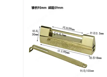 

A015 Chinese antique Auspicious fish Antique Chinese antique copper lock copper lock bolt lock cross open padlock