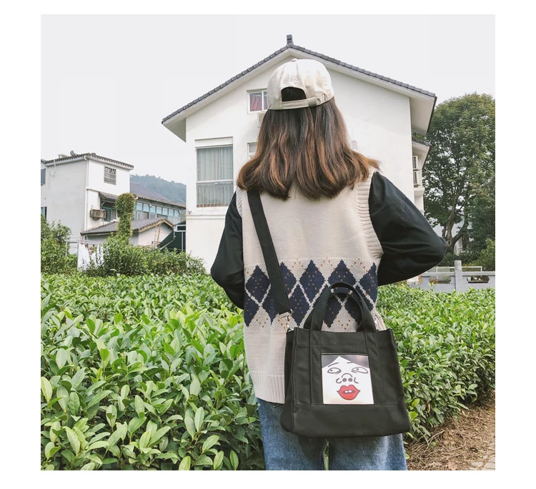 2018 Messenger Bags for Women Preppy Style Girls Ladies Canvas Shopping Travel Casual Totes Girls Zipper Shoulder Crossbody Bags_29