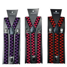 OnnPnnQ модные красочные подтяжки в клетку для взрослых 2,5 см 3 клипса для регулировки высокого качества подтяжки унисекс аксессуары для мужчин и женщин