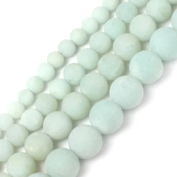 

Natural Round Matte Amazonite Loose Beads For Jewelry Making 4-12mm 15inches DIY Jewellery FreeShipping Wholesale Gem-inside