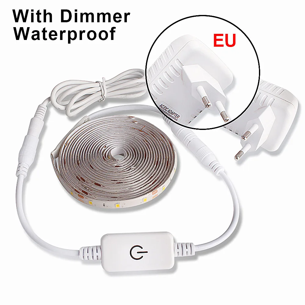 5M LED light Strip Waterproof 2835 Ribbon LED Strip Dimmable Touch Sensor Switch 12V Power Supply For Under Cabinet Kitchen Lamp (4)