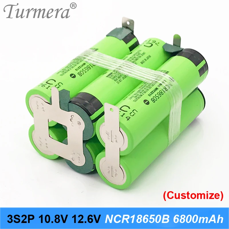 3s2p battery 18650 pack ncr18650b 6800mah 10.8v 12.6v welding solder