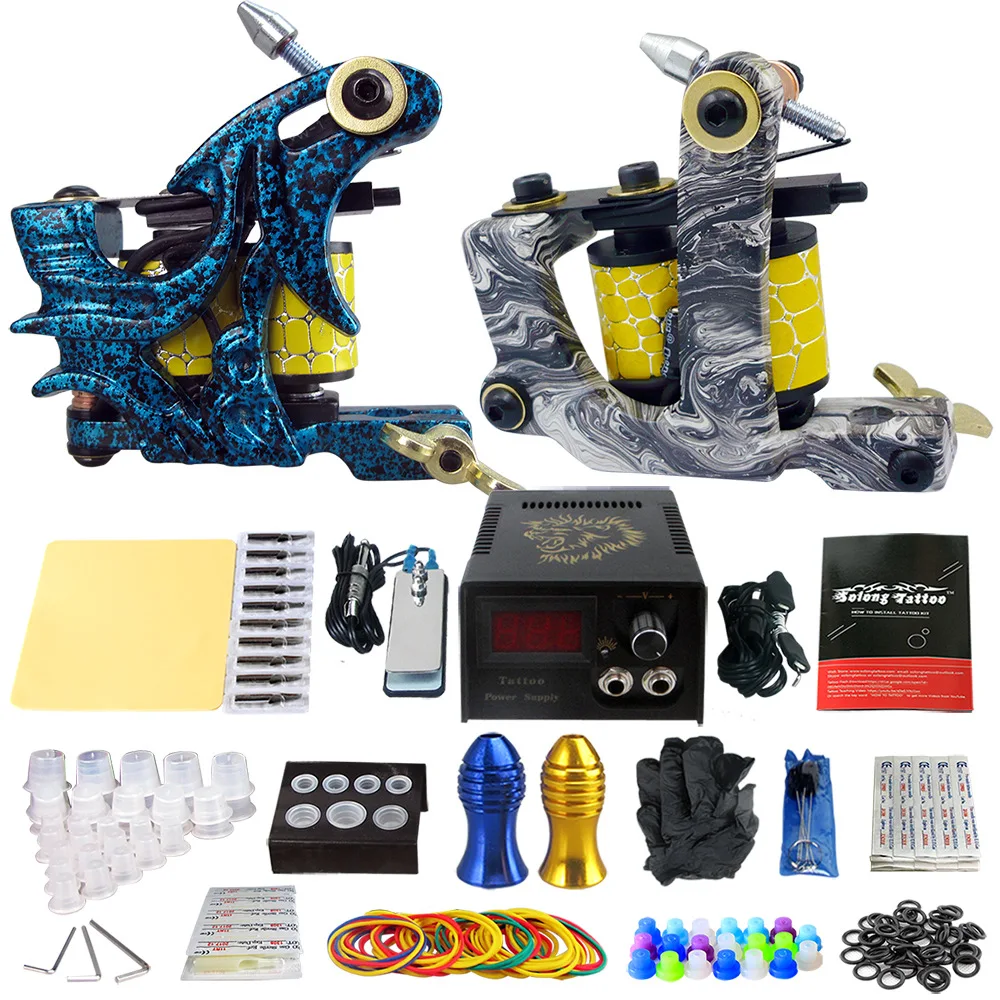 

New Tattoo Machine Set Complete Tattoo Kit Liner Shader Guns Tattoo Permanent Makeup Machine Cosmetics Tool