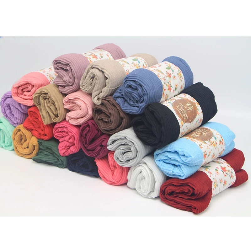 

Women Winter Autumn Cotton Crinkle Long Soft Scarves Bufandas Hijab Shawl Cape