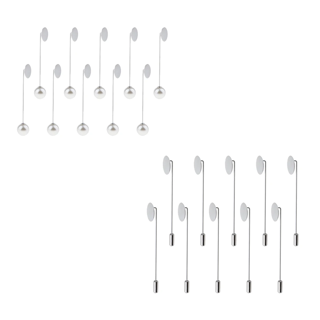 MagiDeal 20Pcs Blank Tray Glue On Pad Lapel Stick Pin DIY Boutonniere Pins
