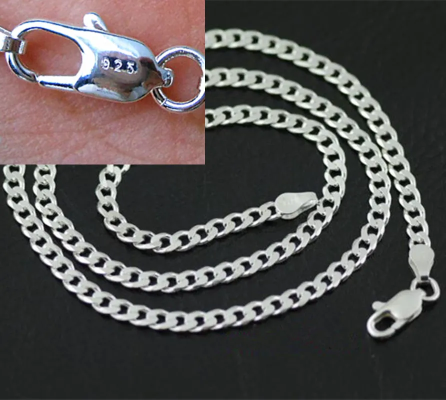 16 30 Hot Sale Popular Nice Flat Curb Chains Necklace With Lobster