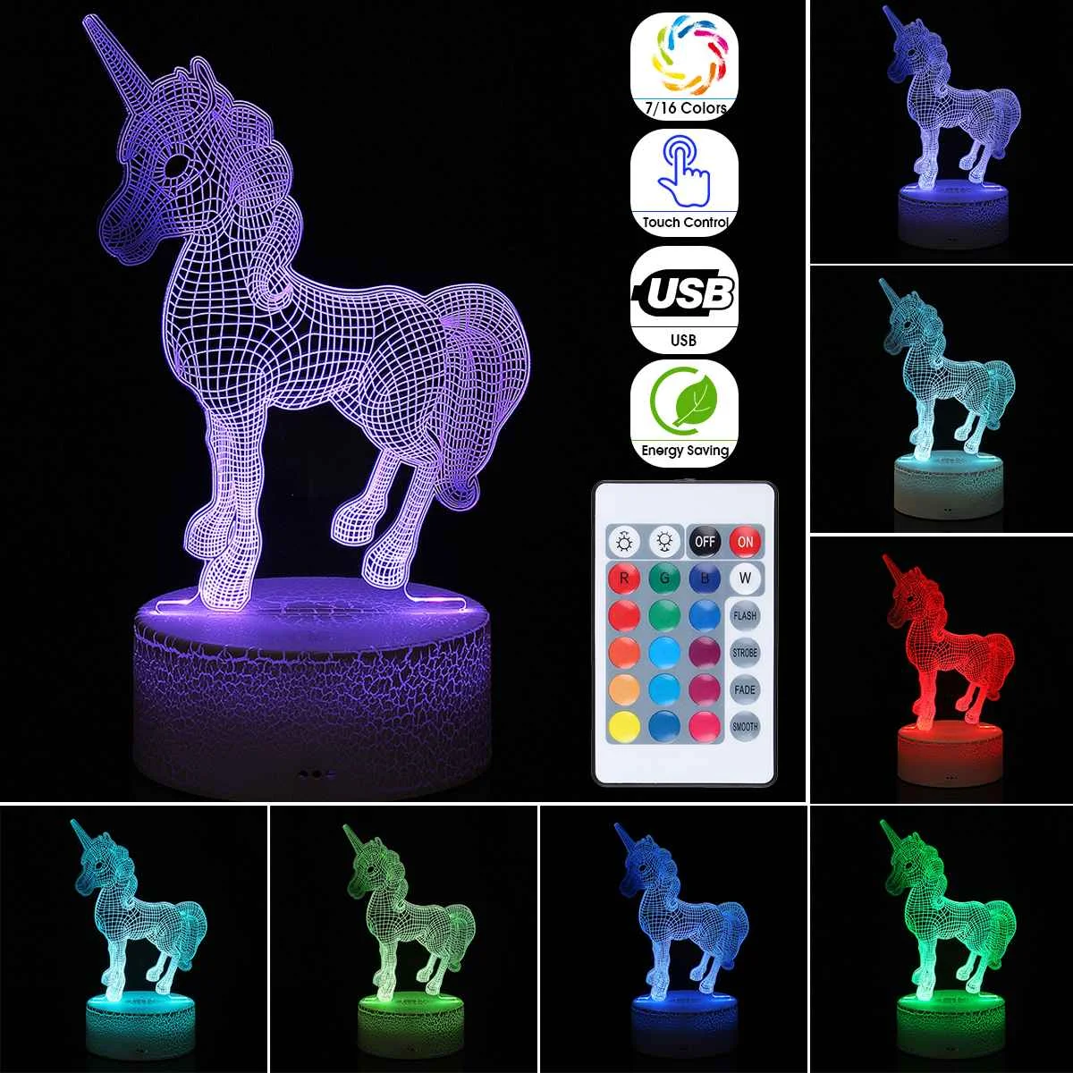 

Animal Cartoon 3D LED Night Light for Children USB 7 Color Touch Switch Remote Desk Table Lamp Kids Gift Home Decoration