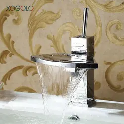 Xogolo 2017, Новая мода Веерообразный Смеситель одно отверстие раковины водопроводной воды холодной и горячей водопад кран для Ванная комната