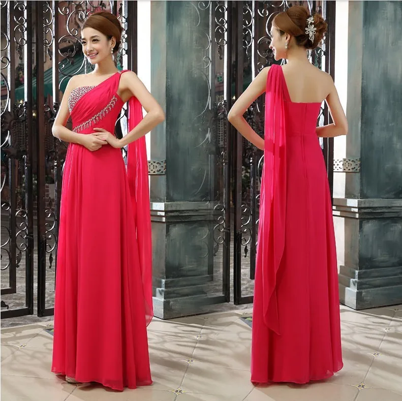 Шифоновые длинные вечерние платья с одним плечом abiti da sera vestido de casamento longo com robe de soiree TK1071