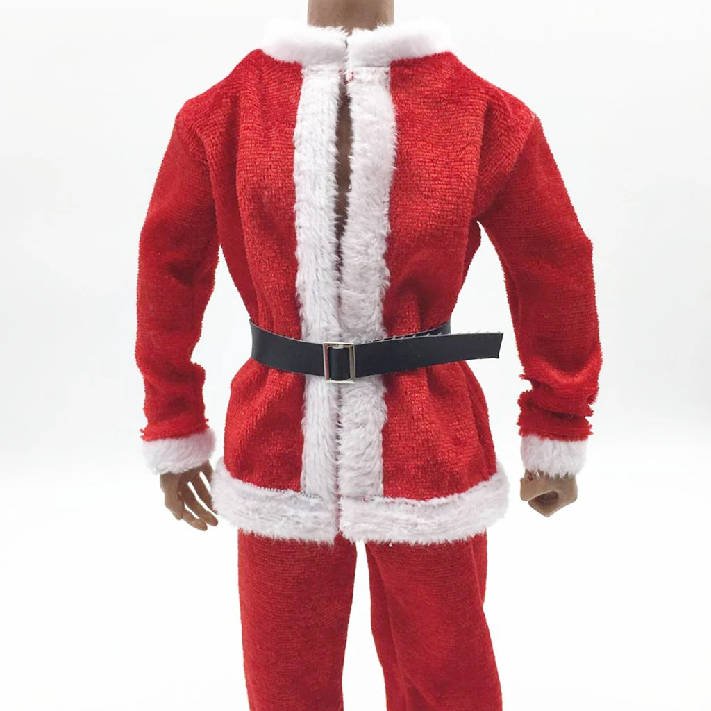 1:6 Scale Christmas Clothes Costume Set &Hat Santa Claus Cap for 12inch Action Figure Doll Toy Accessories