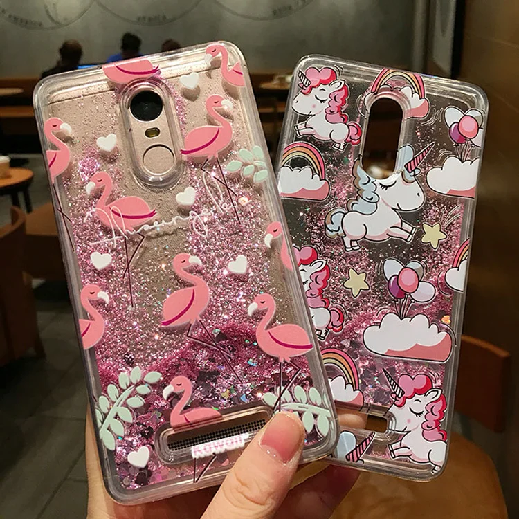 

Cyato Dynamic Water Liquid Case for Xiaomi Redmi 4X/Note 4/Note 3/Note 5A Cartoon Unicorn Sparkle Glitter Stars Soft TPU Cover