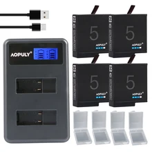 4Pcs battery Go Pro Hero 5 AHDBT-501 AHDBT501 Bateria Akku + LCD USB Dual Charger for GoPro 5 Hero5 AHDBT 501 GoPro accessories