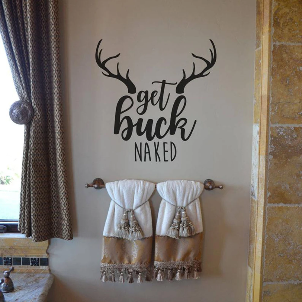 Get Buck Naked Bathroom Wall Glass Decal Bathroom Shower Get Naked Deer Quote Wall Sticker Washing Room Vinyl Home Decor