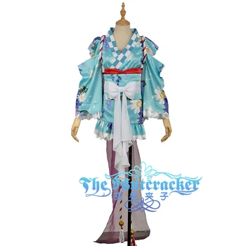 

W1032-5 Kanan Matsuura Yutaka Awakening Cosplay Costume Custom Made Blue Printed Kimono Dress LoveLive!SunShine!! Aqours Skirt