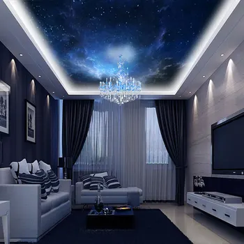 

Modern Ceiling Wall Papers 3d Space Sky Photo Wallpaper Murals Living Room Bedroom Thicken Self Adhesive Vinyl / Silk Wall Paper