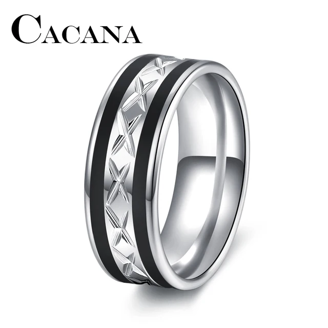CACANA di Alta Qualità Nero CON Argento In Acciaio Inox Maschile Anello Gioeller CACANA di Alta Qualità Nero CON Argento In Acciaio Inox Maschile Anello Gioeller