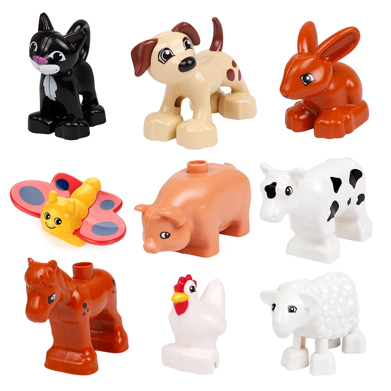 

Big size Model Building Blocks rabbit pig cat Horse dog Bricks accessory child DIY Toys Compatible with Duplo farm Animals set