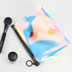 Новая лазерная красочная Женская дорожная косметичка прозрачная водонепроницаемая сумка на молнии для макияжа сумка большая емкость