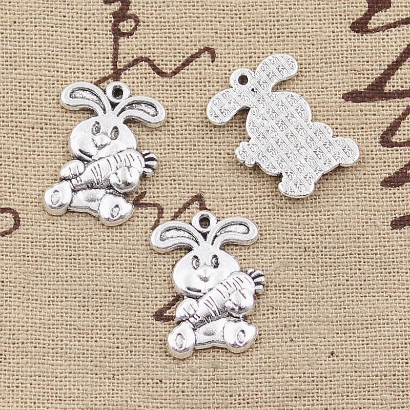 

6pcs Charms rabbit bunny carrot easter 21x15mm Antique Making pendant fit,Vintage Tibetan Silver,DIY bracelet necklace