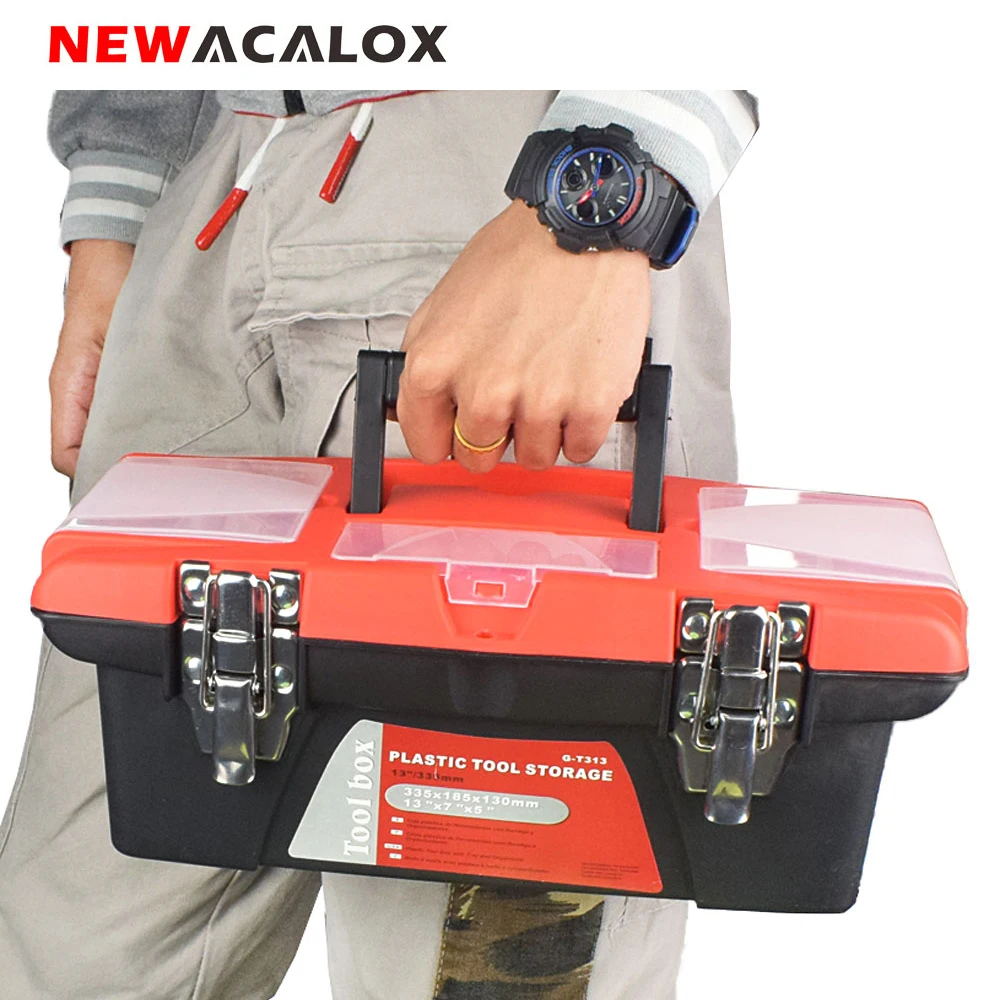 NEWACALOX многофункциональный ящик для инструментов для домашнего обслуживания автомобиля ручной художественный ящик для хранения оборудования двухслойный ремонтный ящик для инструментов чехол