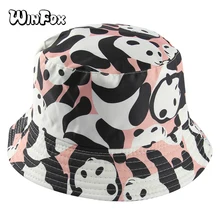 Winfox модные китайские панды печати складной Спорт на открытом воздухе Хип Хоп Кепка для женщин и мужчин Панамка рыбака солнцезащитный козырек Рыбалка Боб кепки s