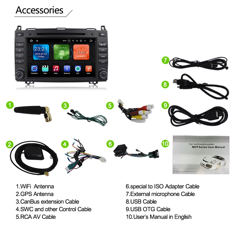 Excellent Car Multimedia Player GPS Android 8.0 7.1 2 Din DVD Automotivo For Mercedes/Benz/Sprinter/B200/B-class/W245/B170/W169 Radio 39