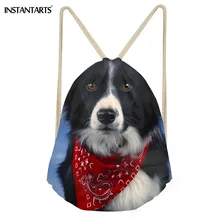 INSTANTARTS рюкзак, бордюр, сумка на шнурке для женщин и мужчин, Повседневная мини-школьная сумка, 3D рюкзак с милым принтом-собачками, женский рюкзак