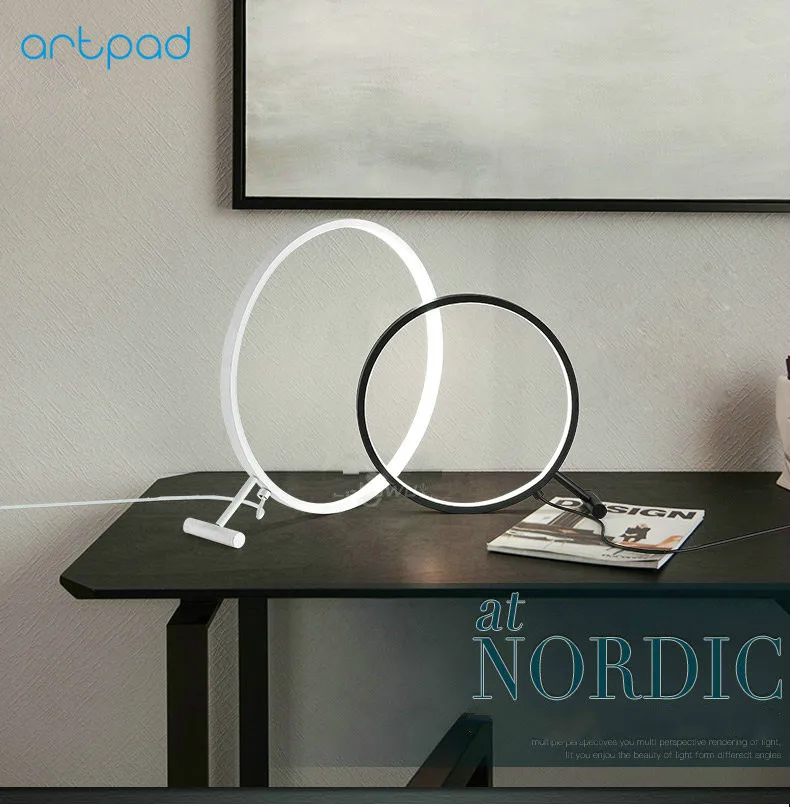 ArtPad акриловая круглая Современная креативная художественная настольная лампа-деко металлическое кольцо настольная светодиодный Лупа в форме лампы прикроватная лампа для спальни