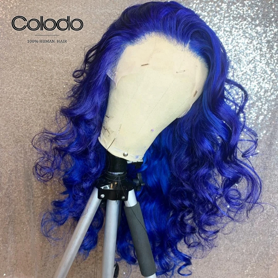 COLODO preprucked серый цвет 13х6 кружева фронта человеческих волос парики Glueless Remy