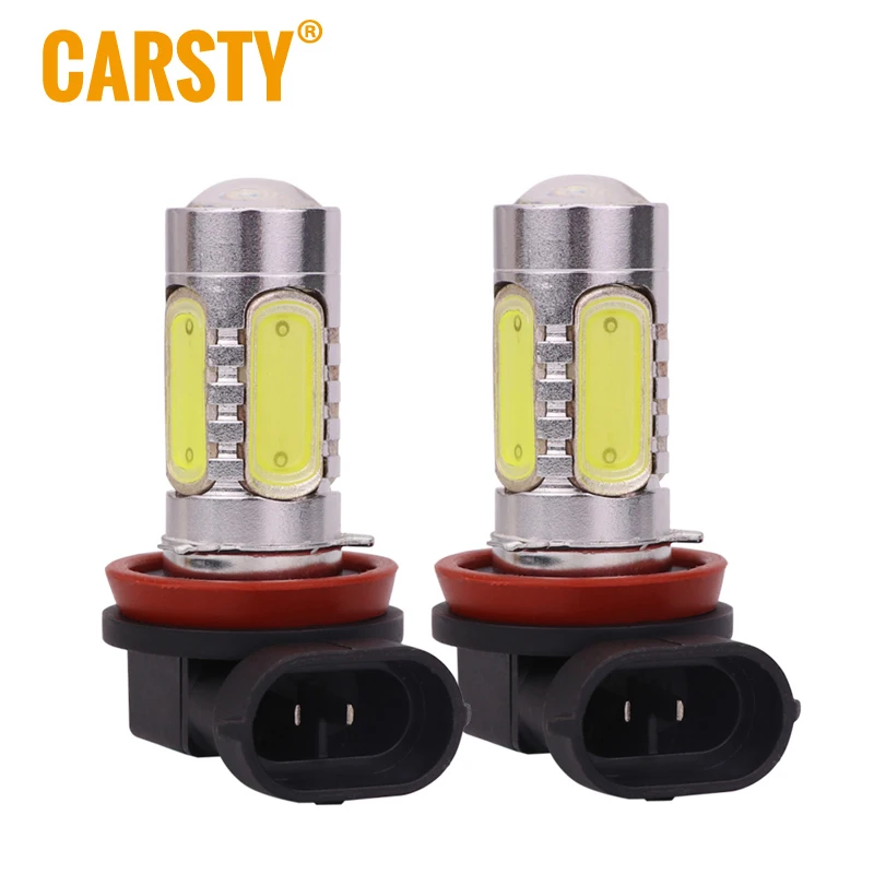 Carsty 2pcs Universal H11 LED COB Bulb Fog Lights Lamp Headlights Led