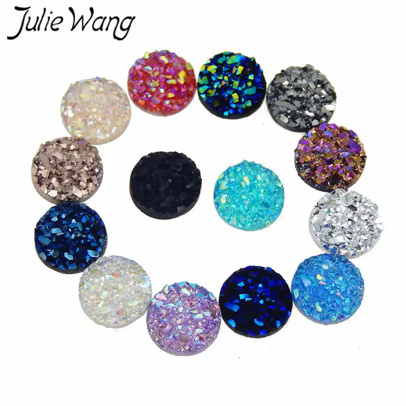 Julie Wang 100 шт. 8 мм обратная сторона из смолы друзы круглые Кабошоны камея для