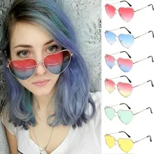 Винтажные женские солнцезащитные очки в форме сердца, брендовые дизайнерские красные женские солнцезащитные очки с металлическими градиентными линзами, мужские зеркальные очки UV400